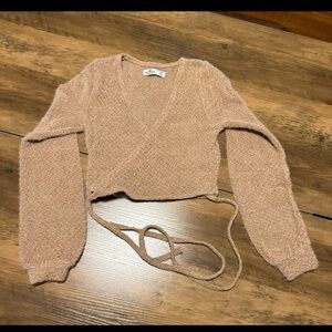 Hollister Tan V-Neck Wrap Sweater